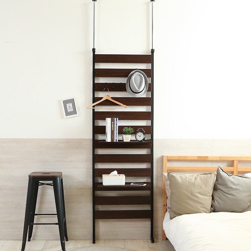 [Slowly] Made in Taiwan, the ceiling is 64 cm wide, the hanging rack storage rack, the second generation spring upgraded version of the coat and hat rack - Shelves & Baskets - Wood Brown