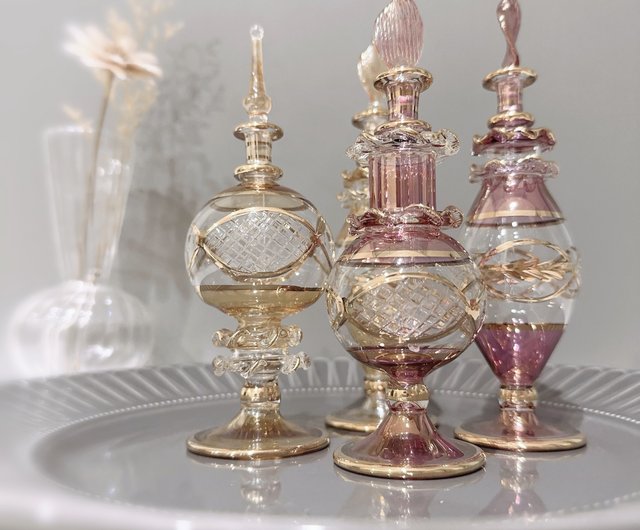 ホルスの目シリーズ - 手作りエジプトガラス香水瓶/エッセンス瓶