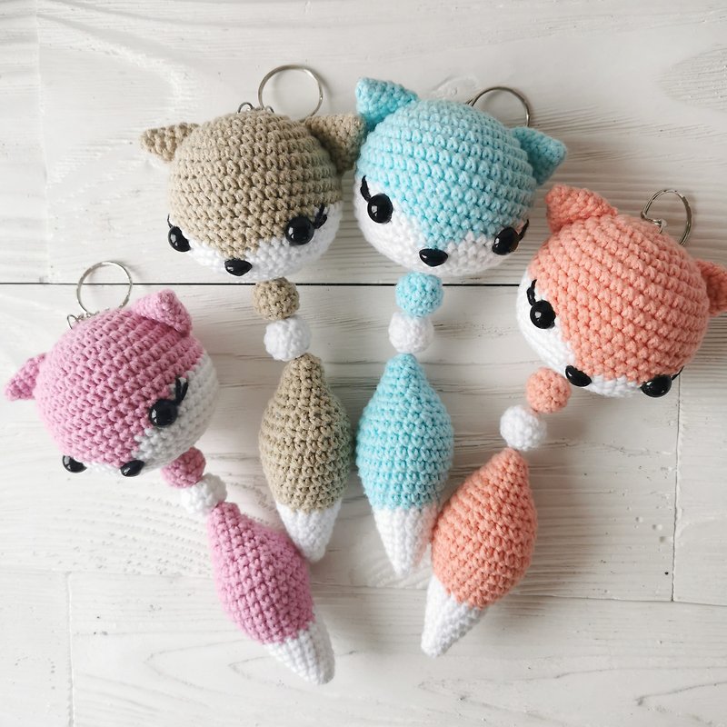 Crochet Keychain, Animals Keychain, Crocheted Amigurumi key rings, fox keyrings - Keychains - Cotton & Hemp 