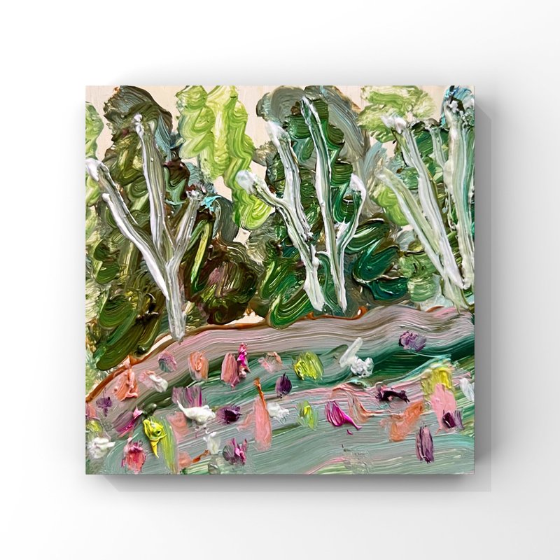 Summer landscape original art wildflowers meadow painting abstract landscape art - 海報/掛畫/掛布 - 其他材質 多色