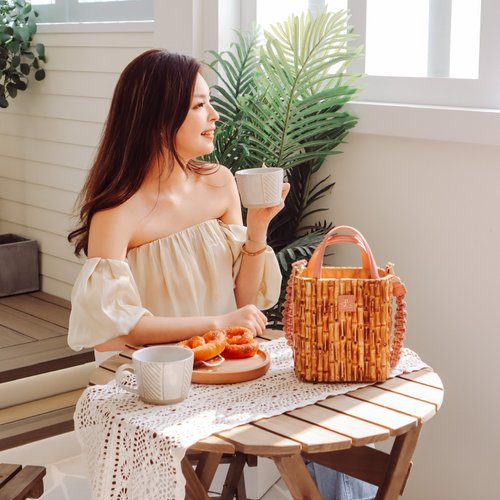 竹製バケツ型竹バッグ - ショップ Edlyn Knit & Weave トート