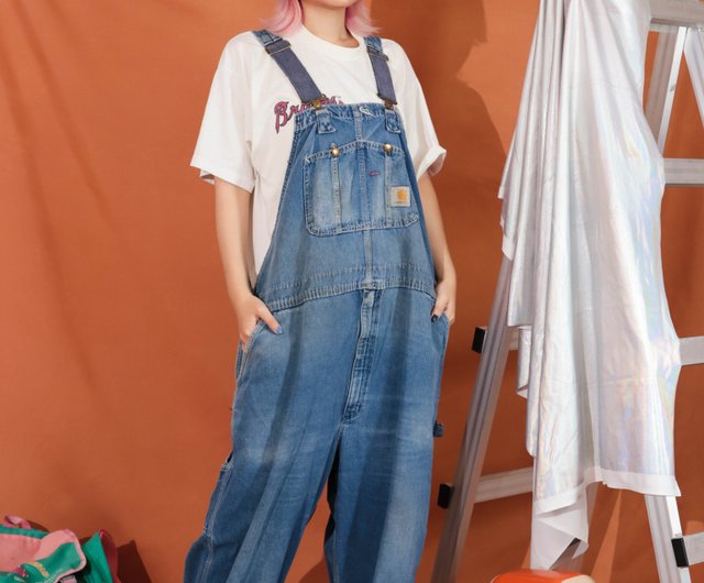 Tsubasa.Y│Carhartt suspenders trousers 016 denim blue 48 waist tooling  suspenders - Shop tsubasay Overalls & Jumpsuits - Pinkoi