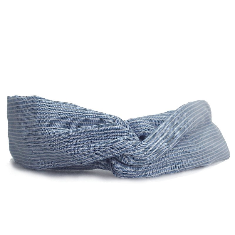 Skyline Striped Cross Headband - Headbands - Cotton & Hemp Blue