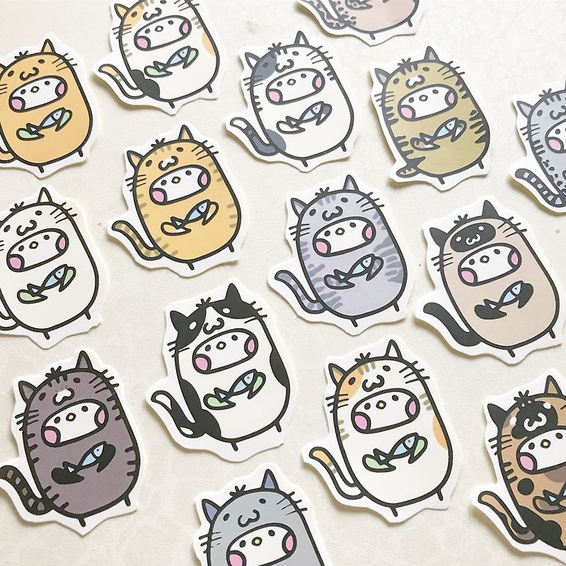 Cat cloth seed illustration sticker - Stickers - Paper 