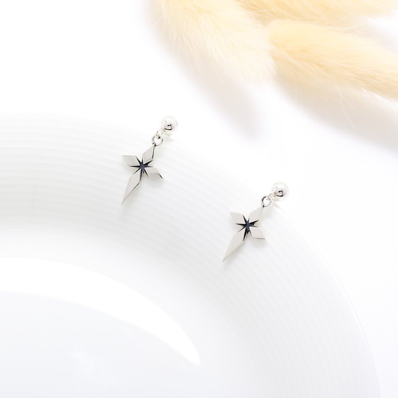 【Angel & Me】Star of Bethlehem Cross 925 sterling silver earrings - Earrings & Clip-ons - Sterling Silver Silver