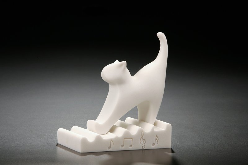 [Healing Ornament | Ornament] Kitten's Impromptu - Cat Shape Business Card Holder/Paperweight - กล่องเก็บของ - หิน ขาว