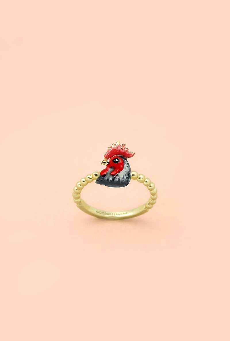 Rooster Ring - Chinese zodiac animals. Sign - Zign Collection , ปีนักษัตร ,  ปีไก่ , แหวนปีไก่ - แหวนทั่วไป - โลหะ สีดำ