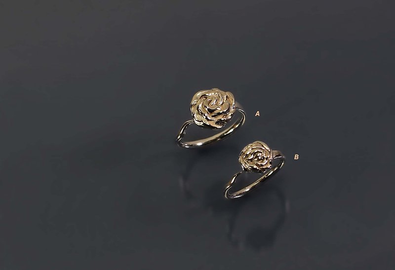Flower Series - Curly Rose 925 Silver Open Ring - General Rings - Sterling Silver Red