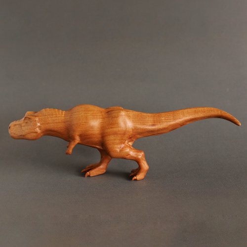 木製の恐竜ティラノサウルス レックス、木製の手彫りの像 T-rex