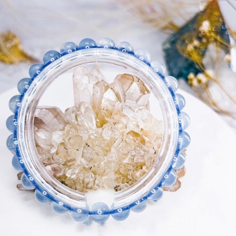 【海水藍寶】高品透料 海藍寶石手鍊 - 手鍊/手環 - 水晶 藍色
