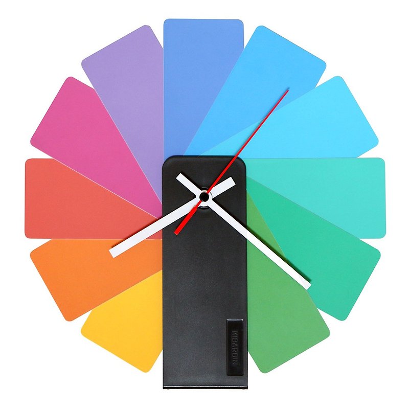Czech Kibardin Variety Clock / Color Fan / Black Body - Clocks - Plastic Multicolor