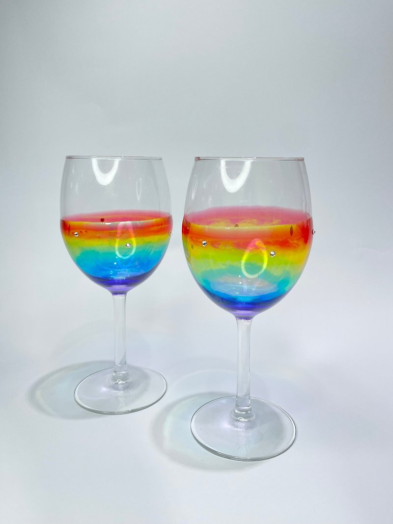Micro smoked art rainbow goblet, red wine goblet, white wine goblet - Bar Glasses & Drinkware - Colored Glass Multicolor