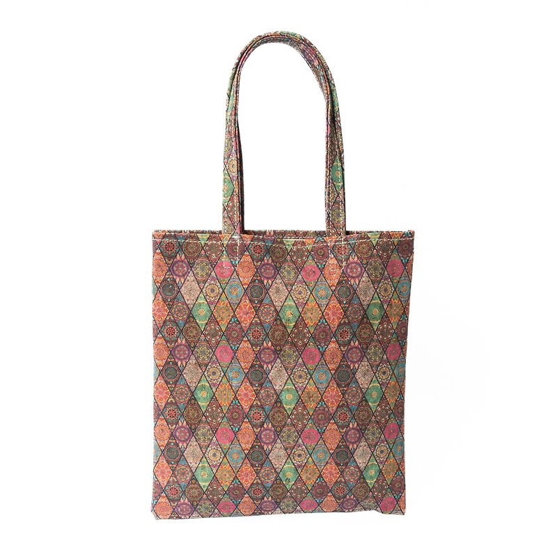 Cork leather A4 tote bag (Portuguese tile A) - กระเป๋าถือ - วัสดุอีโค หลากหลายสี