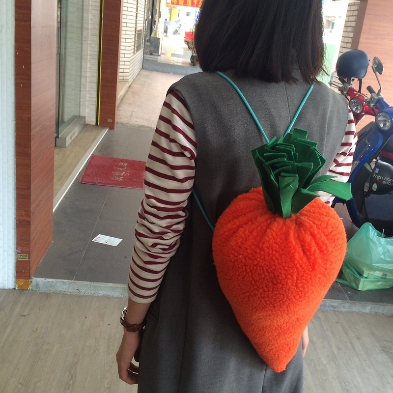 RABBIT LULU Super Carrot Shaped Backpack/Detachable Strap to Change Pillow - Backpacks - Cotton & Hemp Orange
