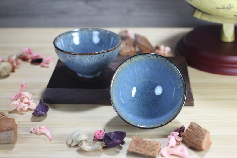 【送禮好物】120ml 天目對杯 日式茶碗 茶杯 酒杯 鶯歌葉敏祥作 - 茶壺/茶杯/茶具 - 瓷 
