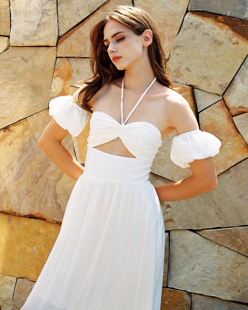 Summerisfine - CELIA - White Dress - 洋裝/連身裙 - 棉．麻 白色