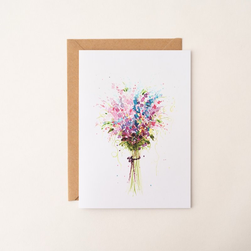 手繪水彩花卉卡片 萬用卡 生日卡片 感謝卡 藝術卡 賀卡 禮物小卡 - 心意卡/卡片 - 紙 多色