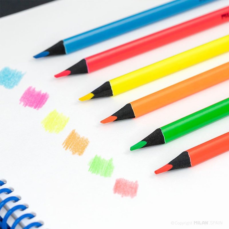 MILAN Fashionable Fluorescent Color Pencil 6 Colors - ดินสอ - ไม้ หลากหลายสี