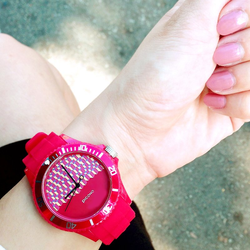 【PICONO】方塊遊樂場運動手錶-紅 / BA-BP-02 - 女錶 - 塑膠 紅色
