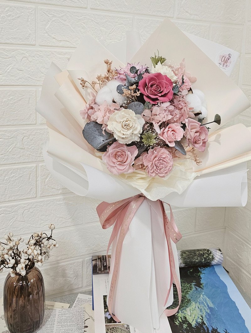 [Only Flowers] Everlasting Rose Bouquet Proposal Bouquet Confession Bouquet Birthday Bouquet Valentine's Day Bouquet - Dried Flowers & Bouquets - Plants & Flowers Pink