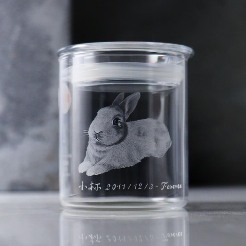 8.5cm【寵物骨灰罐】毛小孩畫像訂做明亮純淨天堂的家 - 似顏繪/客製畫 - 玻璃 灰色