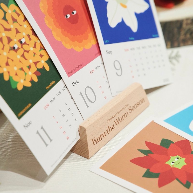 2025 Upright Wooden Flower Language Monthly Calendar CALENDAR - Calendars - Paper Multicolor