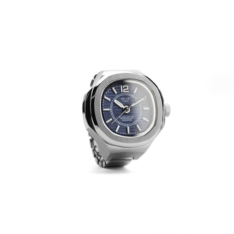 こちらは予約商品です - RELAX TIME スクエアリングウォッチ - ディープブルースクエア (RT-P-01) - リング・指輪 - ステンレススチール ブルー