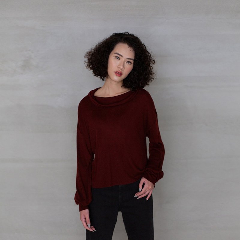 恬靜自若翻領上衣 Leisurely Lapel Neck Top T348 - 女上衣/長袖上衣 - 羊毛 多色