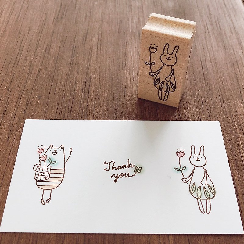 Natural tulip rabbit rubber stamp stamp seal - Stamps & Stamp Pads - Rubber 