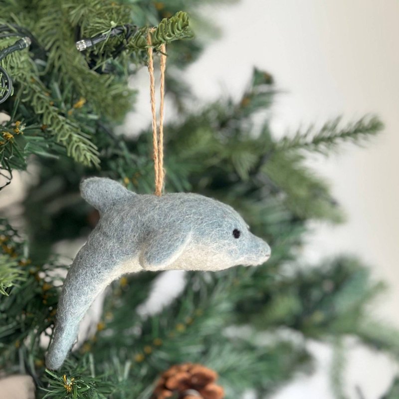 Christmas tree hanging dolphin Christmas decoration wool felt Christmas hanging ornaments Christmas decoration - Items for Display - Wool 