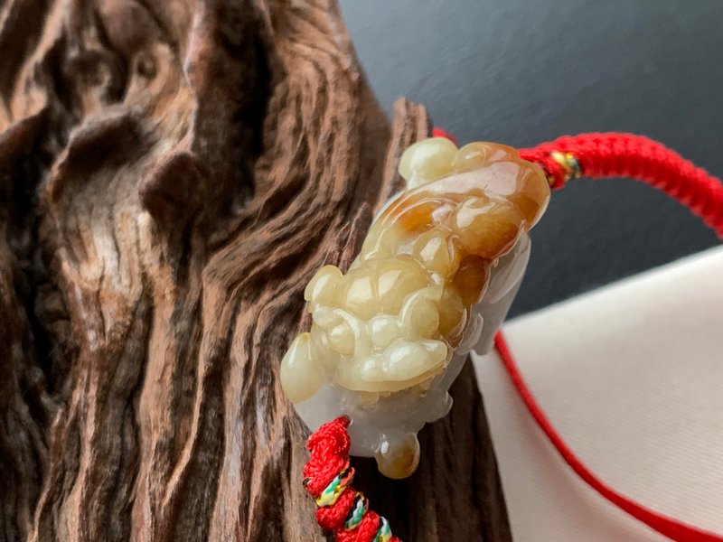 快速出貨 免費開光 天然A貨緬甸玉翡翠招財貔貅手鍊 黃翡 蜜糖黃 - 手鍊/手環 - 玉石 多色