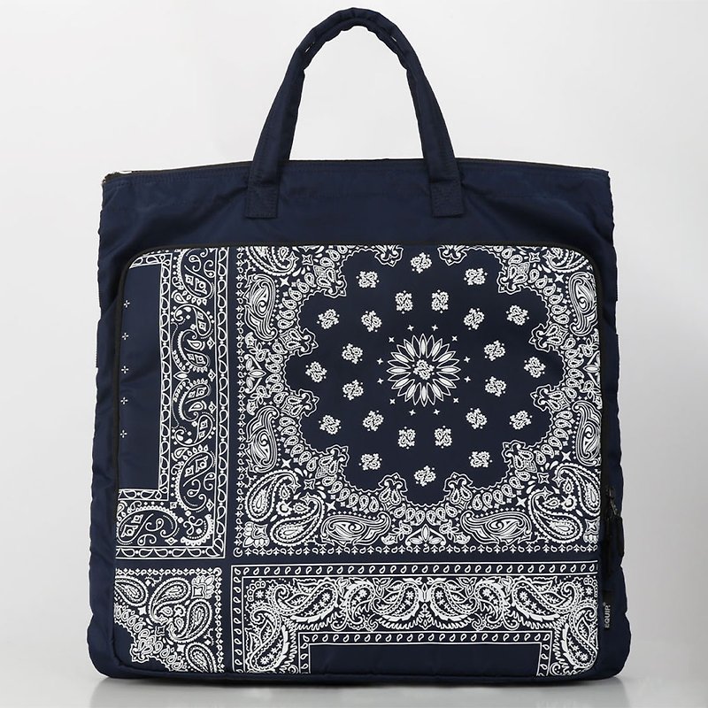 尼龍 手提包/手提袋 藍色 - 【香港品牌 EQUIP】 HMT1-H 腰果花 機能風 防潑水 / 兩用手提袋