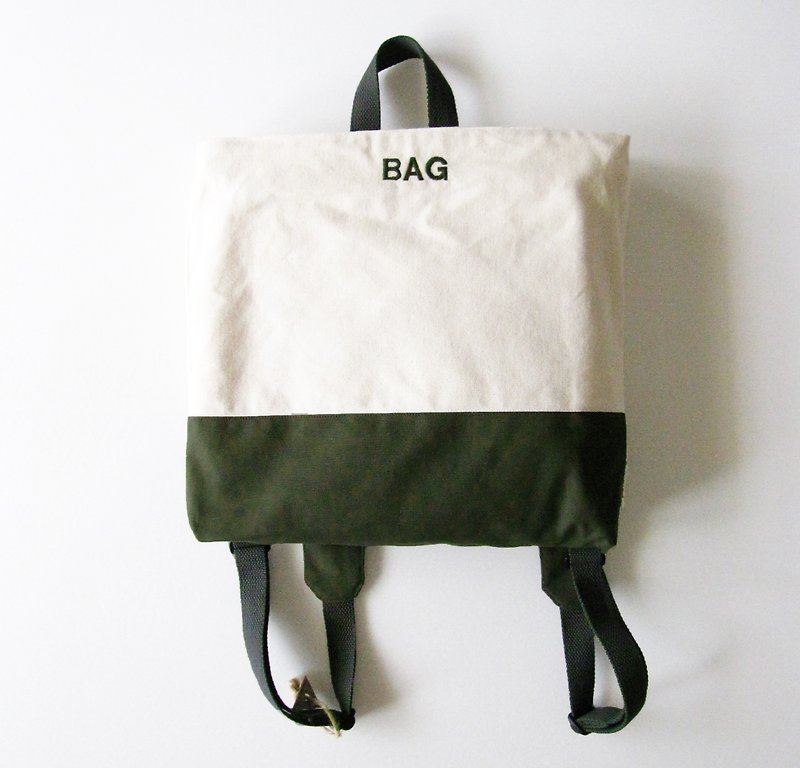 方方綠綠的後背包-BAG(刺繡部分可更改 介紹有說明) - 後背包/書包 - 棉．麻 綠色