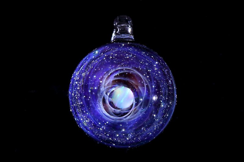 SPIRAL GALAXY opal space glass pendent no.817 - สร้อยติดคอ - แก้ว สีน้ำเงิน