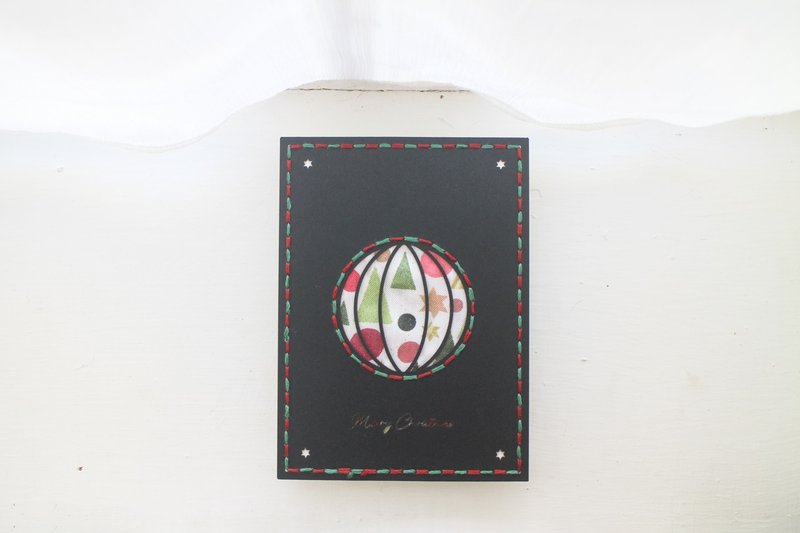 Christmas balls - black version - hand-sewn sandwich card - laser engraving handmade card - Christmas - การ์ด/โปสการ์ด - กระดาษ สีดำ