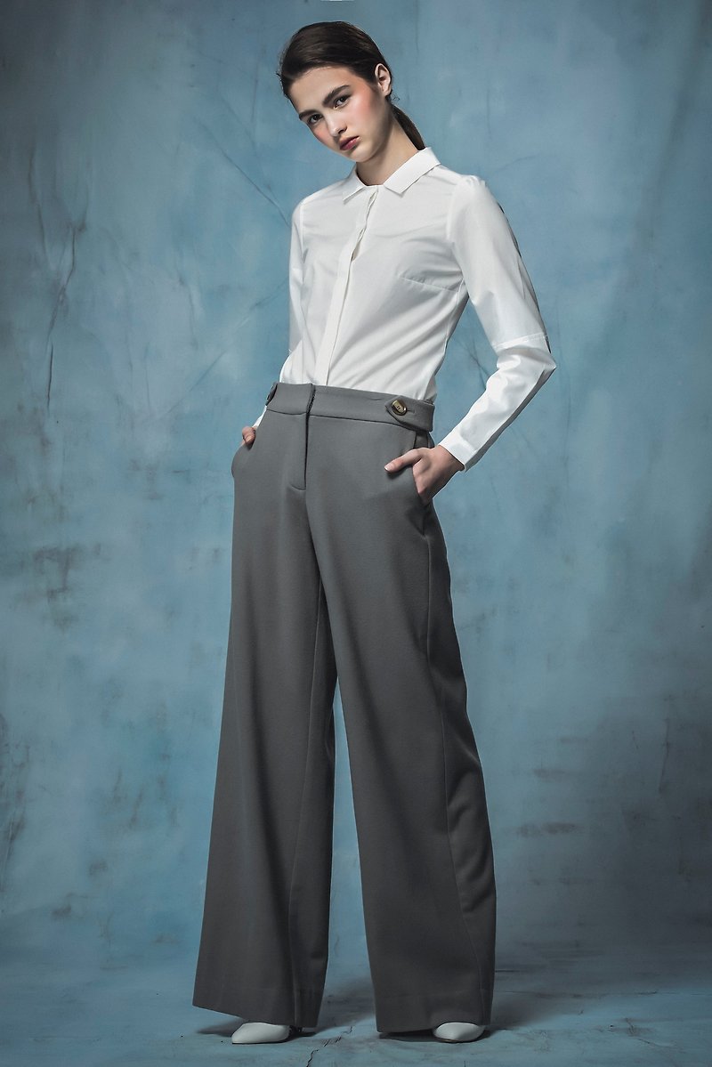 YUWEN grey wool trousers - Women's Pants - Wool Gray