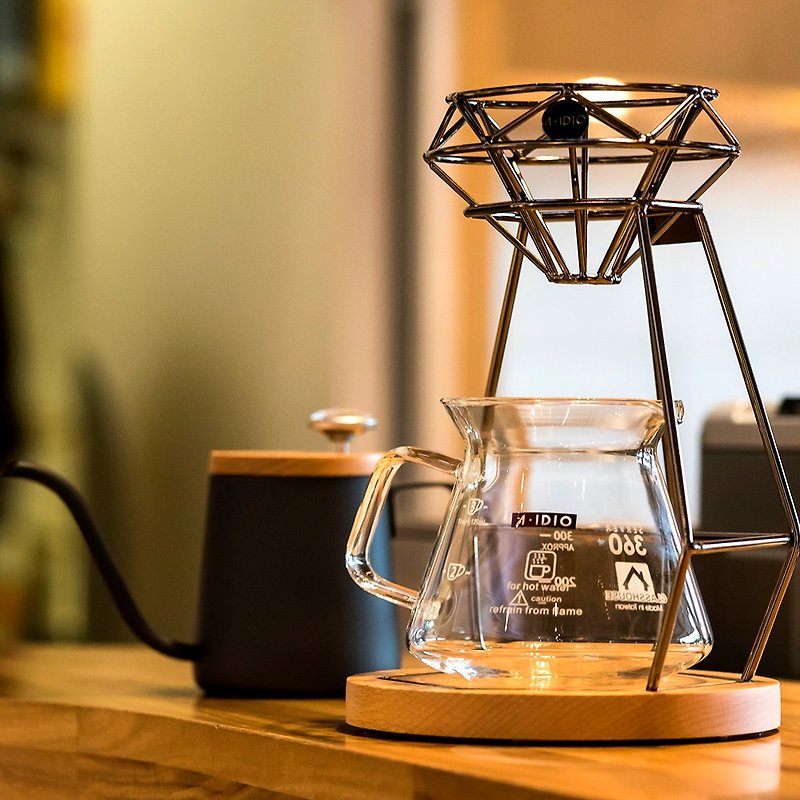 A-IDIO鑽石手沖咖啡架組(濾杯+手沖架+底座)-曜石黑 - 咖啡壺/咖啡周邊 - 不鏽鋼 黑色