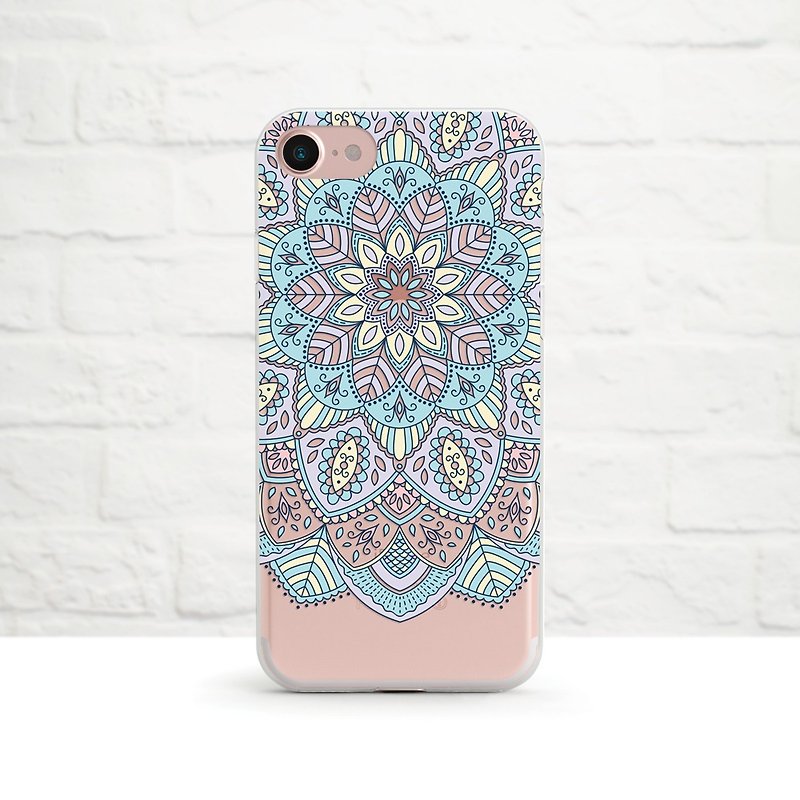 Pastel Mandala, Clear Soft Phone Case,iPhone Xs Max, Xr to iPhone SE/5, Samsung - Phone Cases - Silicone Blue