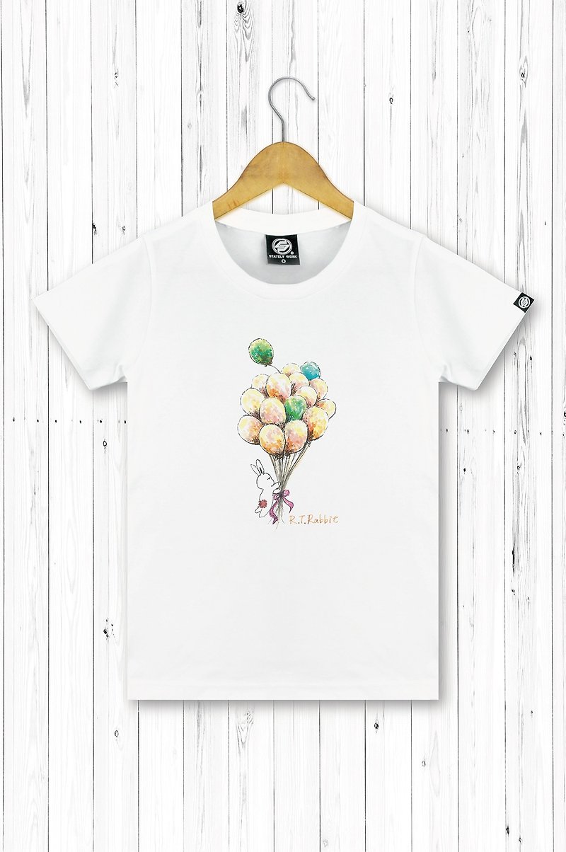 STATELYWORK 夢想氣球 女短T恤 - 女 T 恤 - 棉．麻 白色
