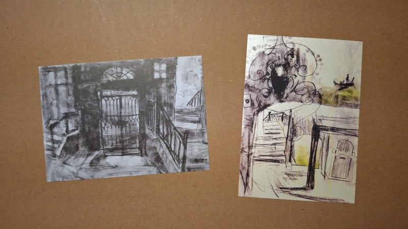 Liuyingchieh Venezia Sketch Postcards from Italy - Set of 2 (Door, Bridge) - การ์ด/โปสการ์ด - กระดาษ สีเทา