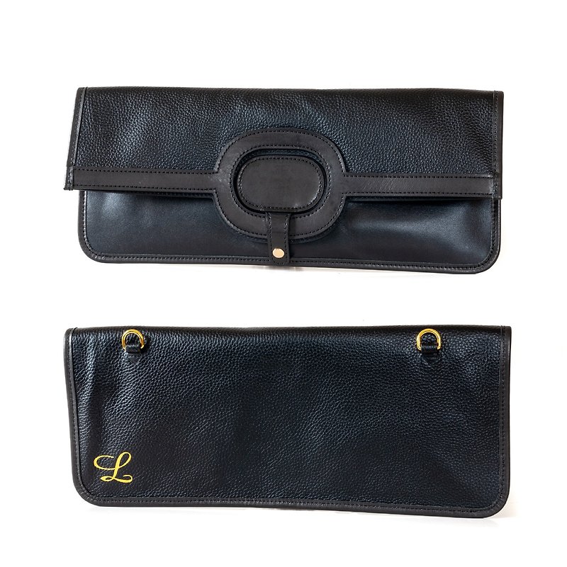 Folding leather clutch can be embossed on the shoulder - Clutch Bags - Genuine Leather Multicolor