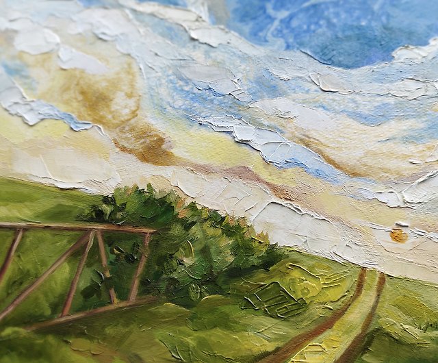 村の絵画の道オリジナルアート油絵農場の風景フィールドウォールアート