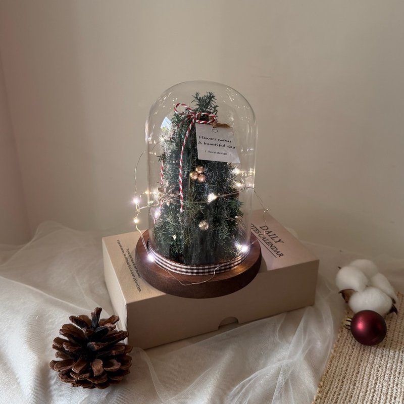 【瓶中聖誕花盅】聖誕花圈 永生雪松 交換禮物 聖誕禮物 聖誕夜燈 - 乾燥花/永生花 - 植物．花 
