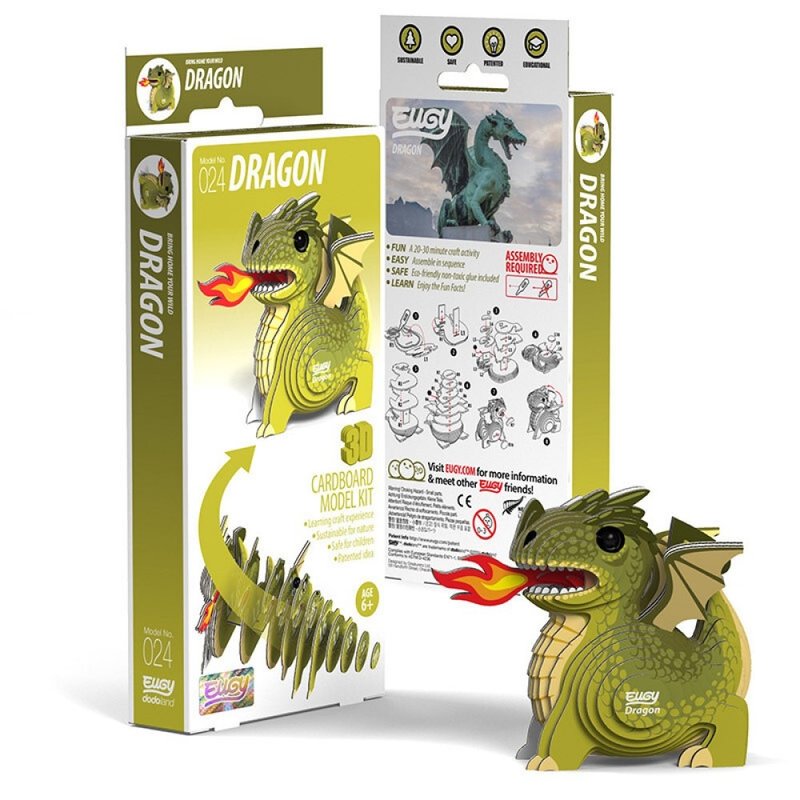 EUGY 3D Cardboard Kit Set Model - 024 Dragon - Puzzles - Paper Green