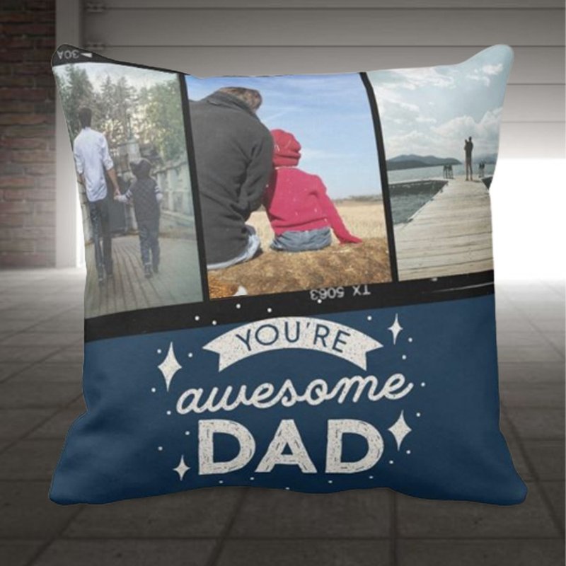 照片客製抱枕-Best Dad Cusion - 枕頭/抱枕 - 聚酯纖維 藍色