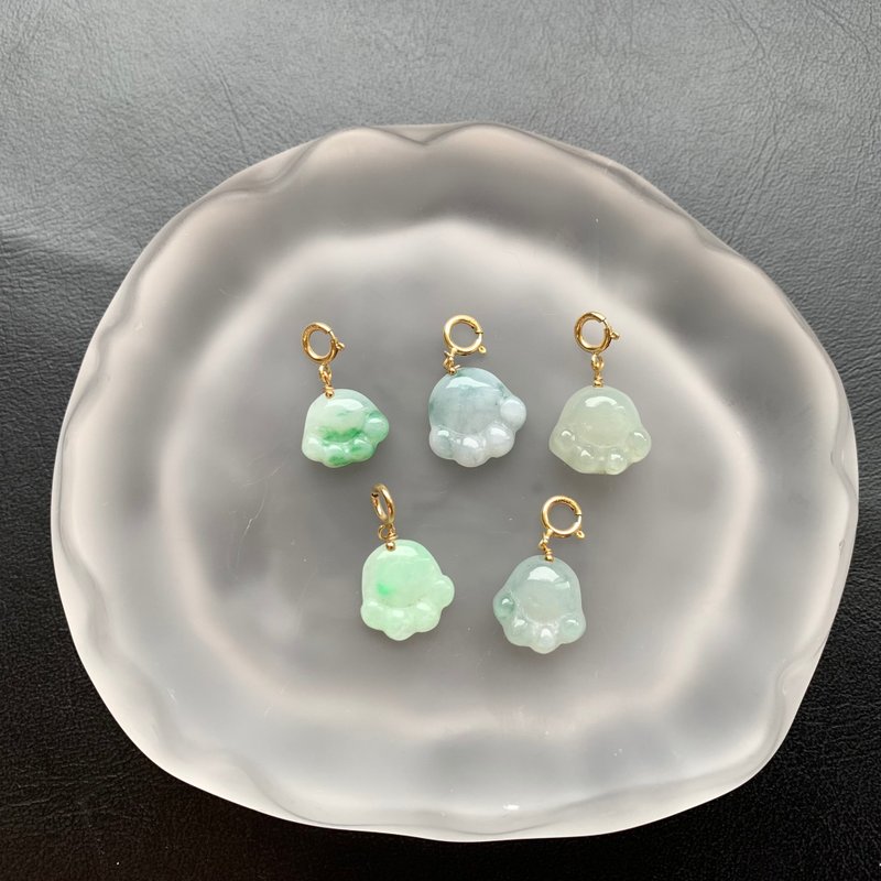 天然緬甸玉翡翠 小滴溜 隨意扣 貓抓 貓掌  14kgf注金叩頭 吊墜 - 吊飾/掛飾 - 玉石 多色