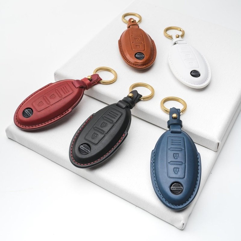 NISSAN Yulon Juke Sentra Kicks Tiida Livina Smart Key Leather Case Car - Keychains - Genuine Leather 