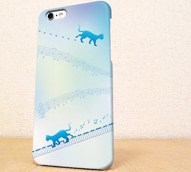 （Free shipping）iPhone case GALAXY case ☆Piano and cat - スマホケース - プラスチック ブルー