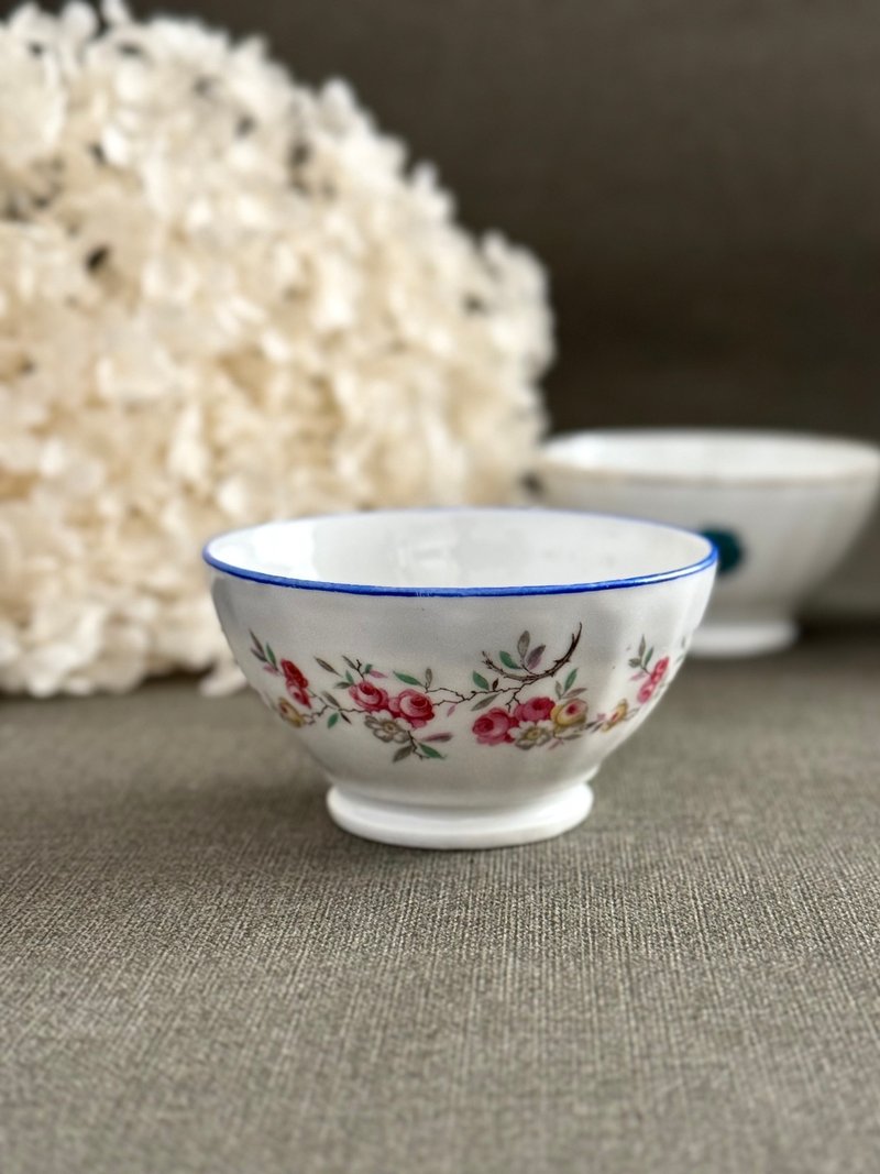 40591-French antique latte bowl 9.5x5cm - ถ้วยชาม - เครื่องลายคราม 