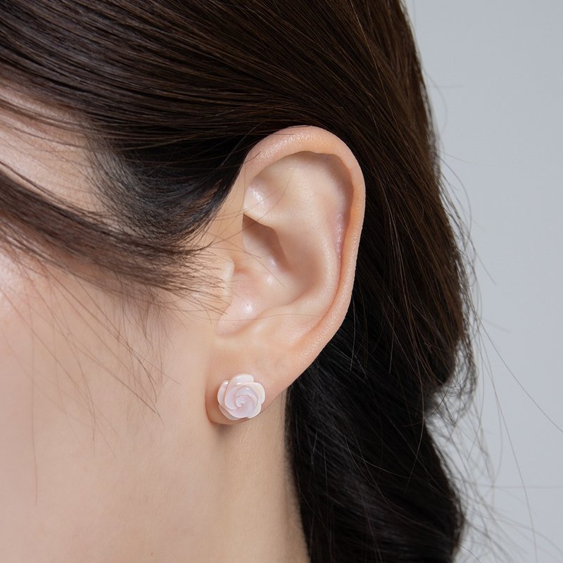 haime rose earring (mother of pearl) - ต่างหู - เงินแท้ หลากหลายสี